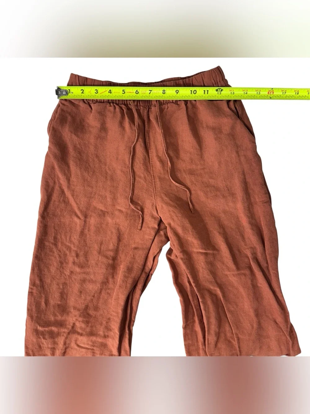 H&M Linen-Blend Pull-On Drawstring Wide Leg Trouser Pants | Women’s XS